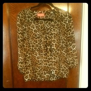 Leopard print tie-front top